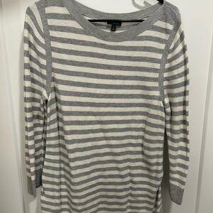Talbots Gray and White Striped Top